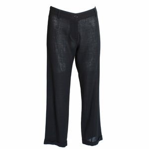 Ann Demeulemeester Cropped Trousers Pants with Cuff Black Sheer Wool